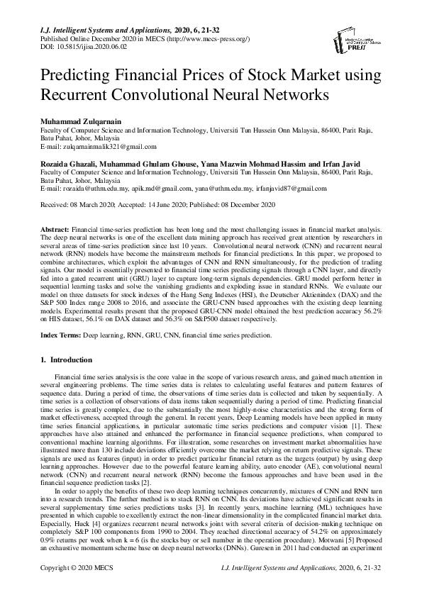 (PDF) Predicting Financial Prices of Stock Market using Recurrent ...