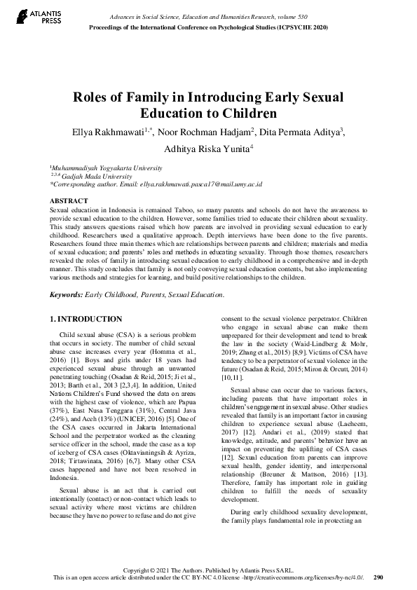 (PDF) Roles of Family in Introducing Early Sexual Education to Children