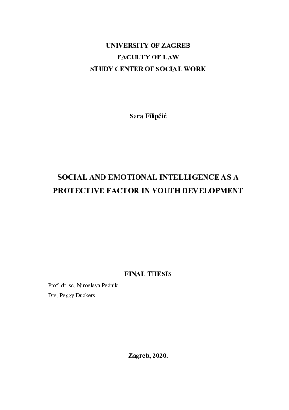 (PDF) Social and Emotional Intelligence as a Protective Factor in Youth ...