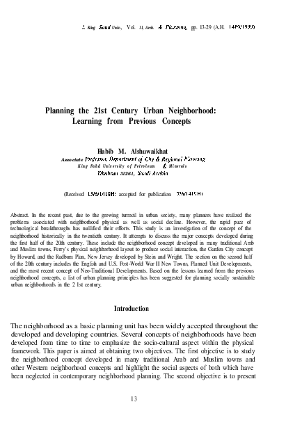 (PDF) Planning the 21st Century Urban Neighborhood: Learning from the ...