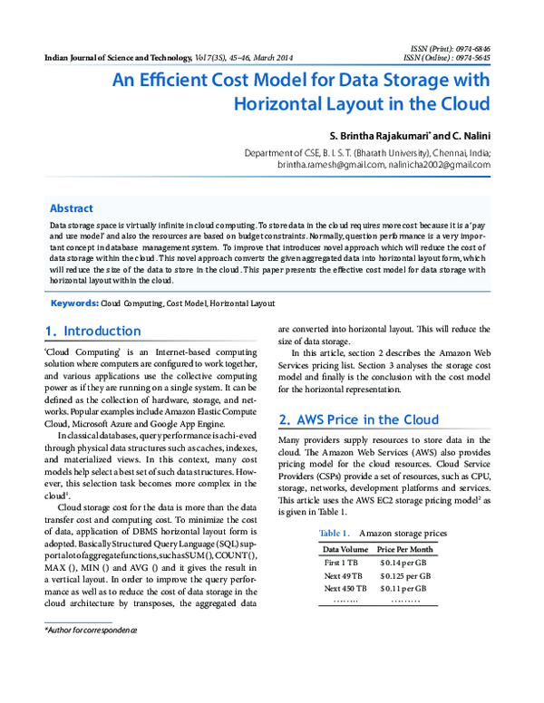 (PDF) An Efficient Cost Model for Data Storage with Horizontal Layout ...