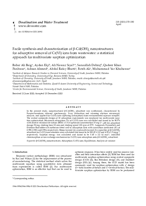 (PDF) Facile synthesis and characterization of β-Cd(OH)2 nanostructures ...