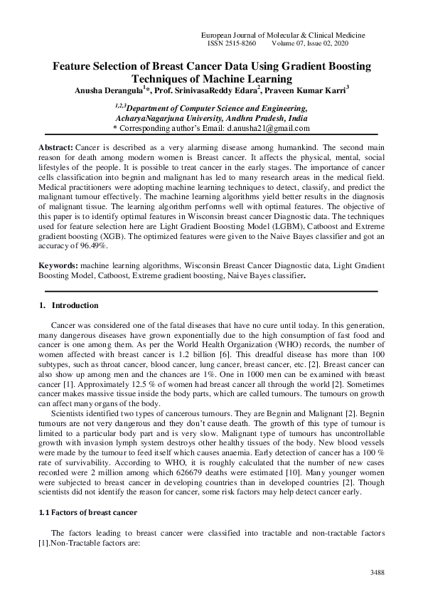 (PDF) Feature Selection of Breast Cancer Data Using Gradient Boosting ...