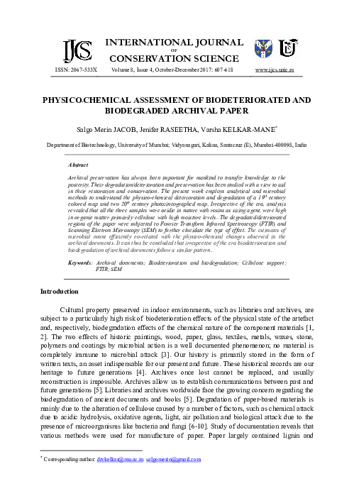 (PDF) Physico-Chemical Assessment of Biodeteriorated and Biodegraded ...