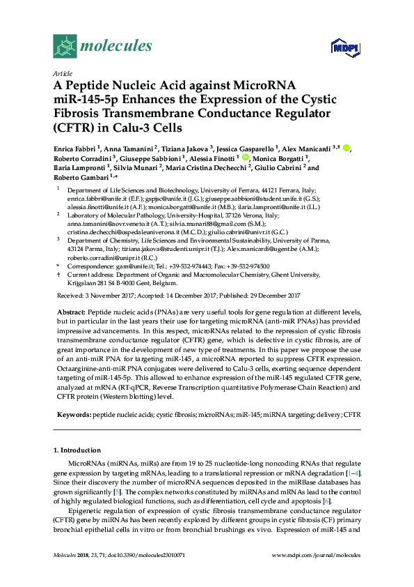 (PDF) A Peptide Nucleic Acid against MicroRNA miR-145-5p Enhances the ...