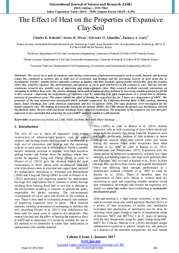(PDF) The Effect of Heat on the Properties of Expansive Clay Soil Sixtus Mwea Academia.edu