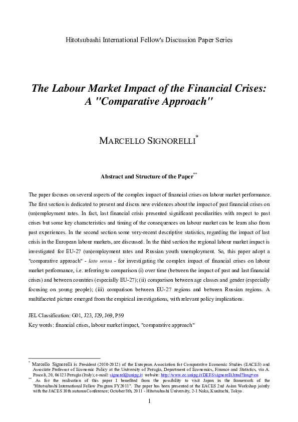 (PDF) The Labour Market Impact of the Financial Crises: A "Comparative ...