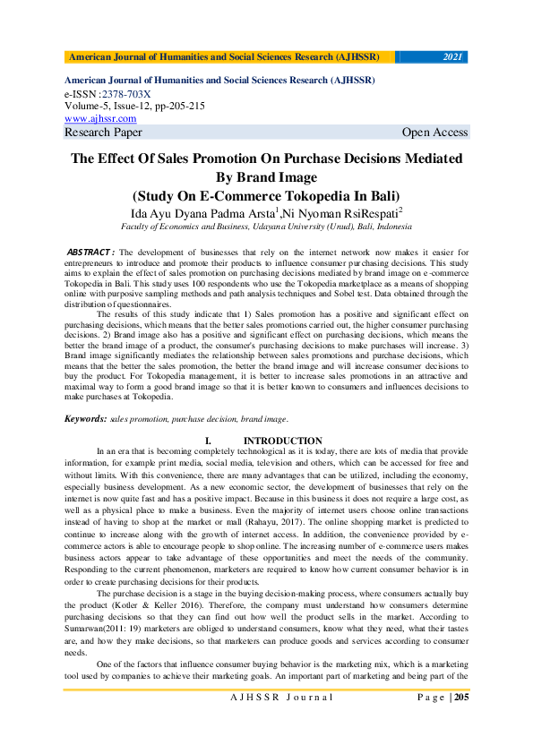 (PDF) The Effect Of Sales Promotion On Purchase Decisions Mediated By ...