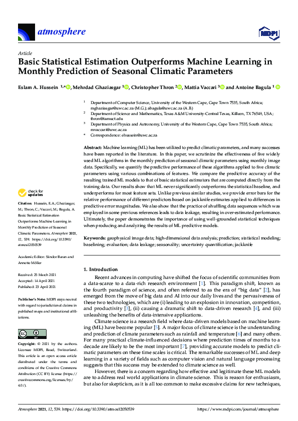 (PDF) Basic Statistical Estimation Outperforms Machine Learning in ...