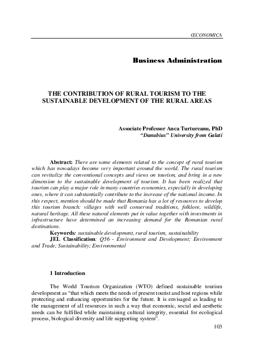 (PDF) The Contribution of Rural Tourism to the Sustainable Development ...