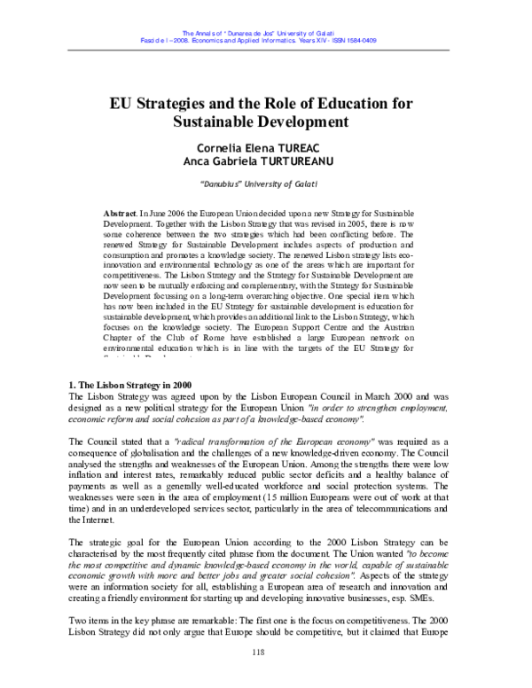 (PDF) EU Strategies and the Role of Education for Sustainable Development