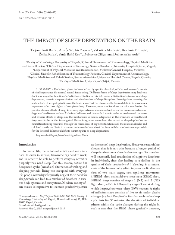 (PDF) The Impact of Sleep Deprivation on the Brain