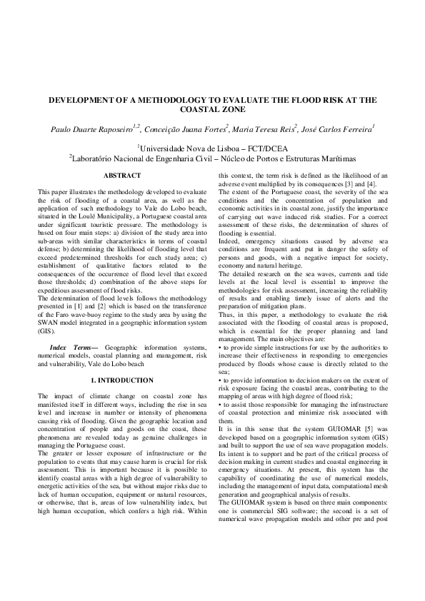 Pdf Development Of A Methodology To Evaluate The Flood Risk At The