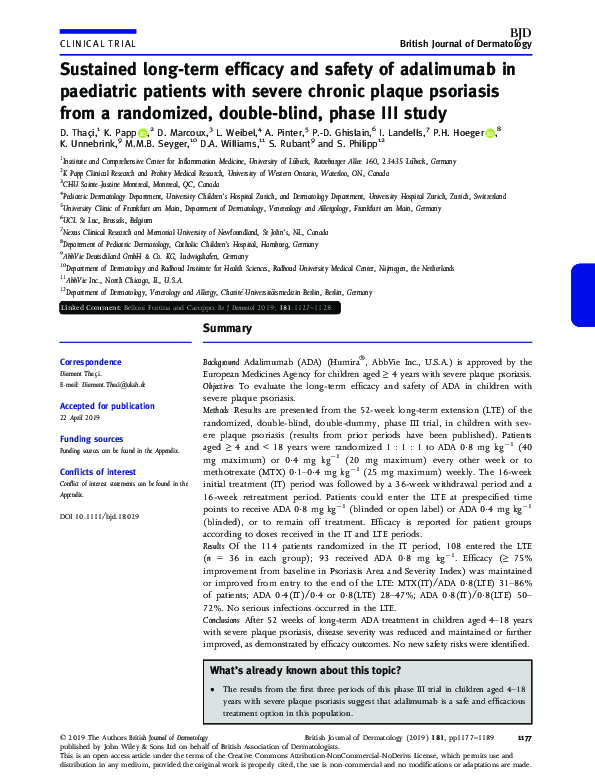 (PDF) Sustained Long‐Term Efficacy and Safety of Adalimumab in ...