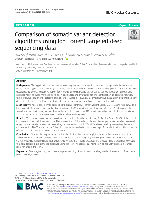 (PDF) Comparison of somatic variant detection algorithms using Ion ...