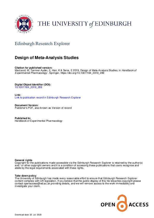 (PDF) Design of Meta-Analysis Studies