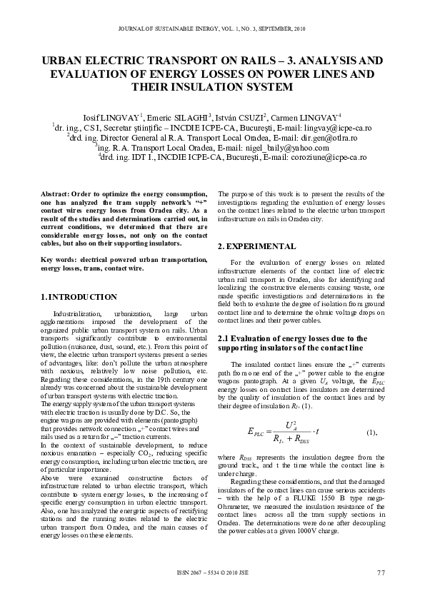 (PDF) Urban Electric Transport on Rails – 3. Analysis and Evaluation of ...