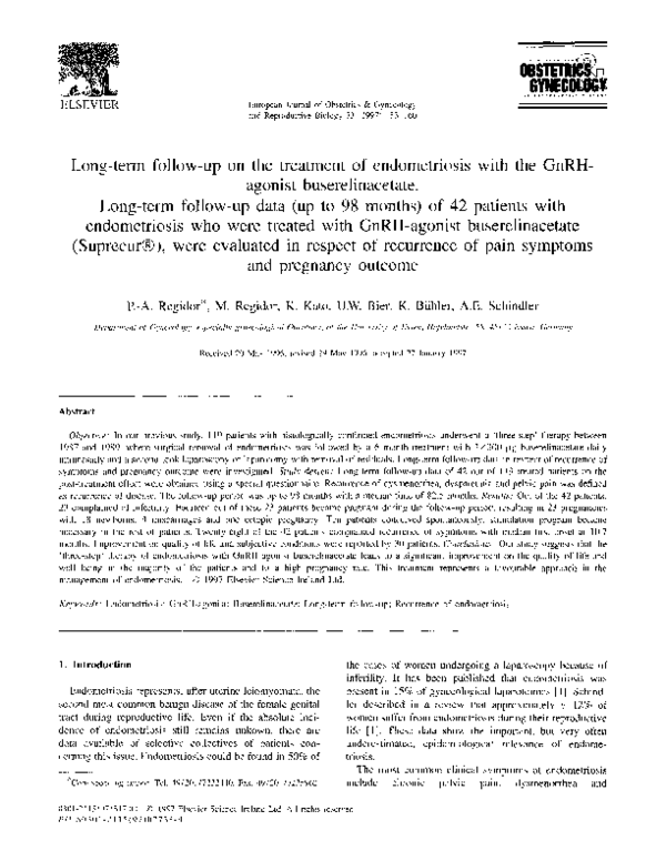 (PDF) Long-term follow-up on the treatment of endometriosis with the ...