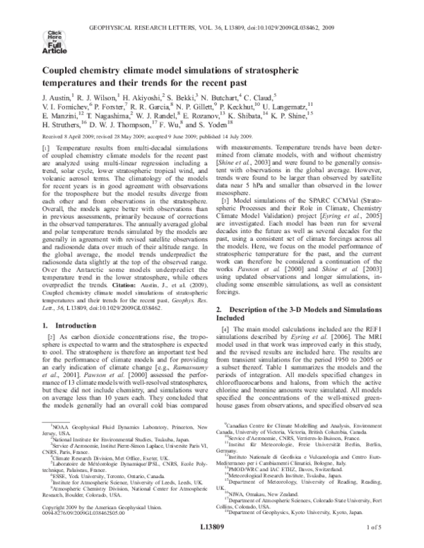 (PDF) Coupled chemistry climate model simulations of the solar cycle in ...