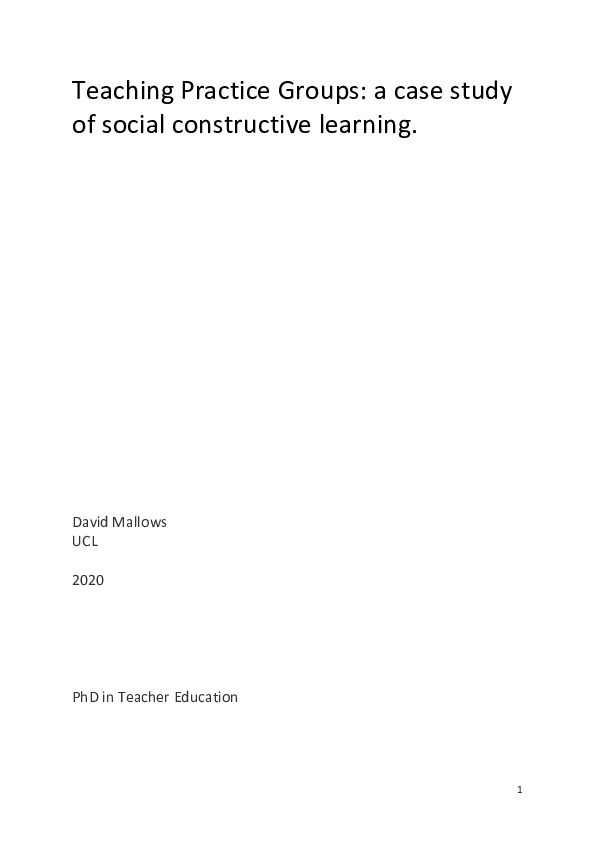 (PDF) Teaching Practice Groups : a case study of social constructive ...
