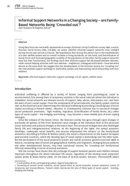 (PDF) Informal Support Networks in a Changing Society - are Family ...