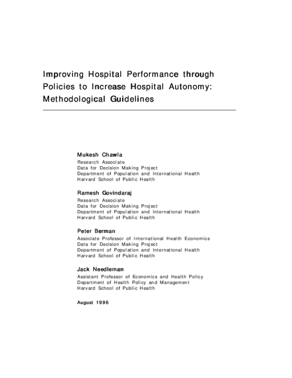 (PDF) Improving Hospital Performance through Policies to Increase ...