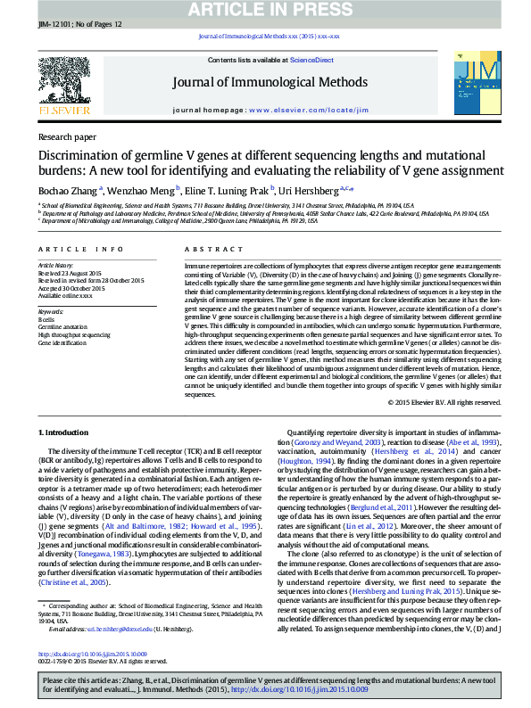 (PDF) Discrimination of germline V genes at different sequencing ...