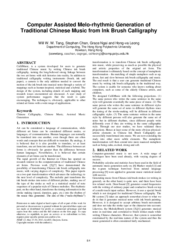 (PDF) Computer Assisted Melo-rhythmic Generation of Traditional Chinese ...