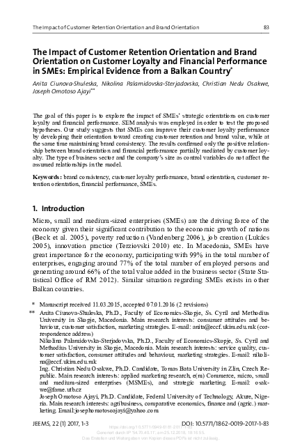 (PDF) The Impact of Customer Retention Orientation and Brand ...