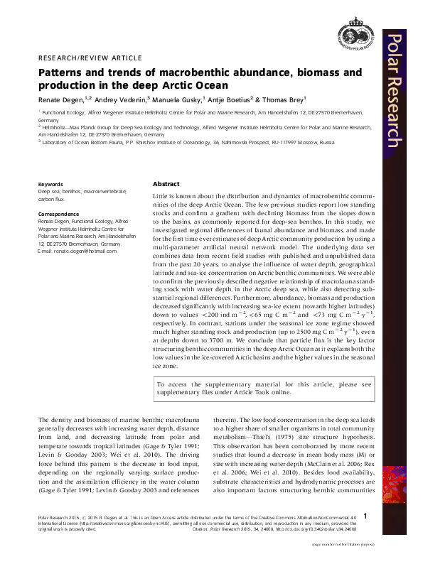 (PDF) Patterns and trends of macrobenthic abundance, biomass and ...