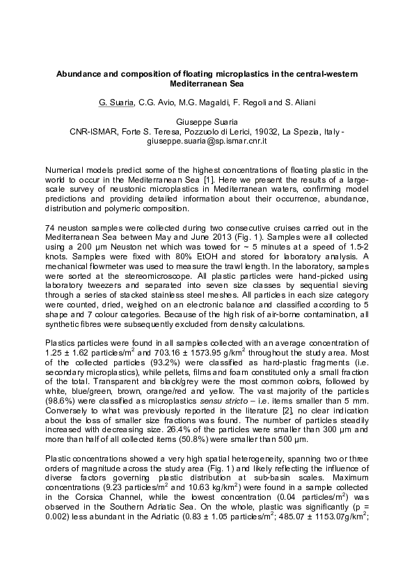 (PDF) Abundance and composition of floating microplastics in the ...