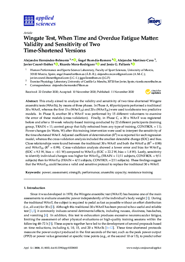 (PDF) Wingate Test, When Time and Overdue Fatigue Matter: Validity and ...