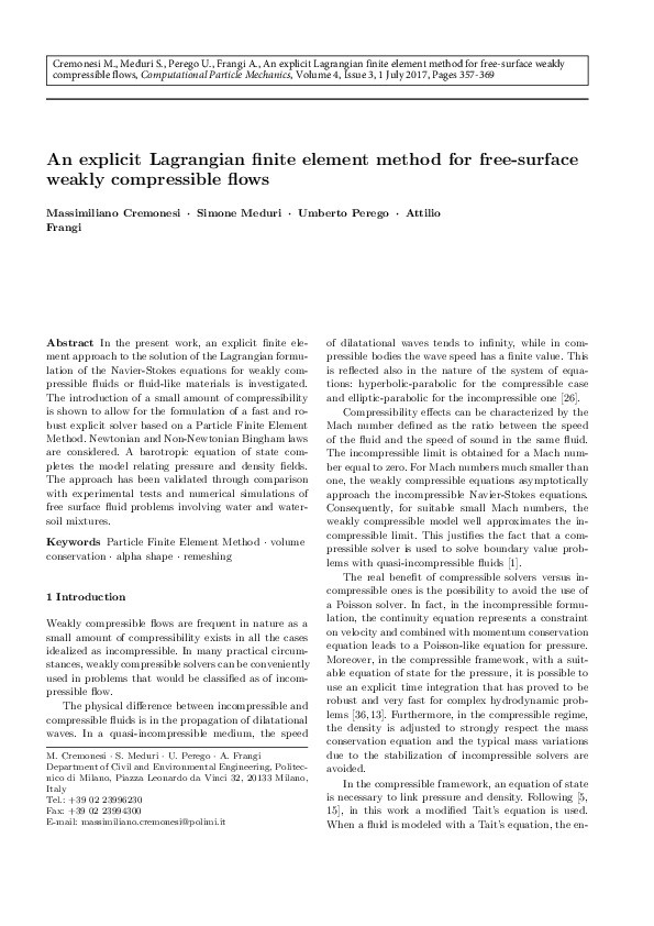 (PDF) An explicit Lagrangian finite element method for free-surface ...