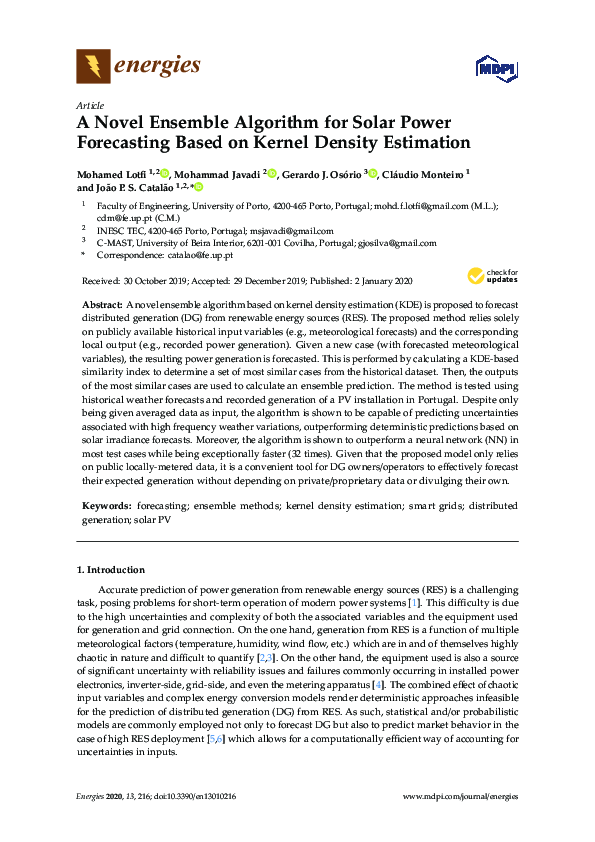 (PDF) A Novel Ensemble Algorithm for Solar Power Forecasting Based on ...