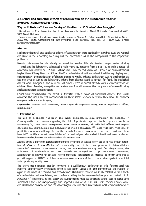 (PDF) Lethal and sublethal effects of azadirachtin on the bumblebee ...