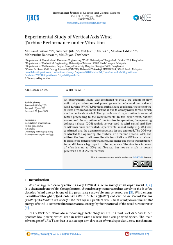 (PDF) Experimental Study of Vertical Axis Wind Turbine Performance ...
