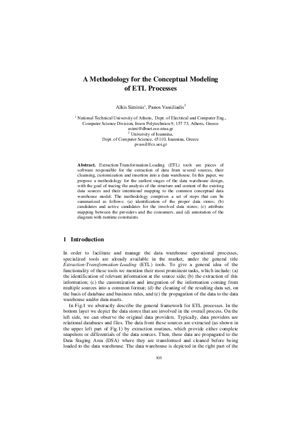 (PDF) A Methodology for the Conceptual Modeling of ETL Processes