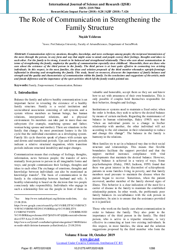 (PDF) The Role of Communication in Strengthening the Family Structure