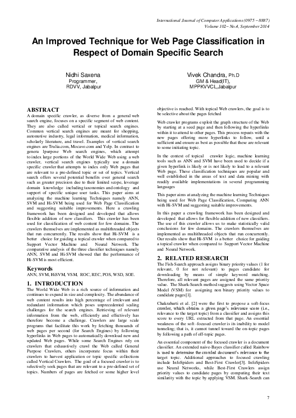 (PDF) An Improved Technique for Web Page Classification in Respect of ...