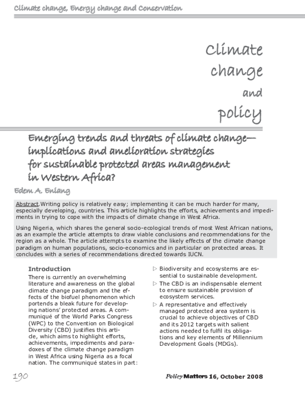 (PDF) Emerging trends and threats of climate change— implications and ...