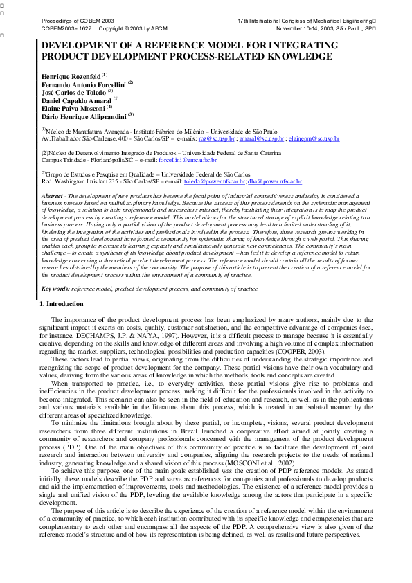 (PDF) Development of a Reference Model for Integrating Product ...