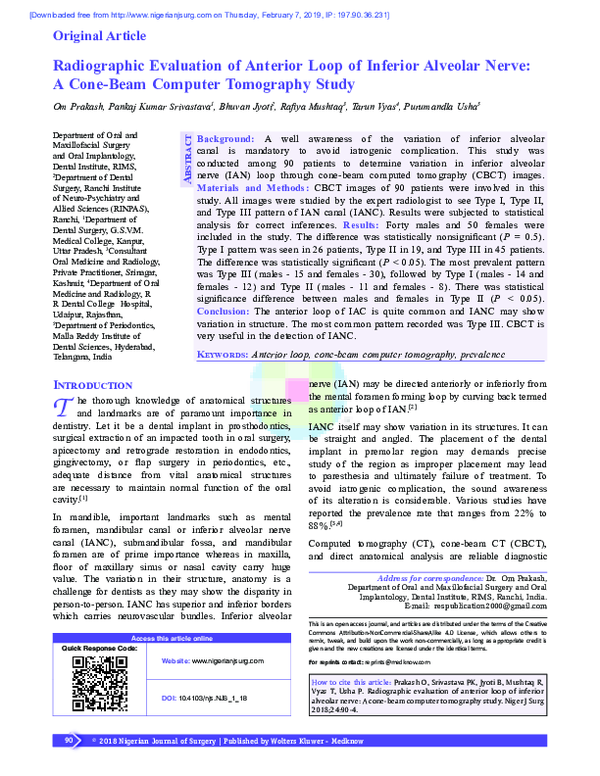 (PDF) Radiographic Evaluation of Anterior Loop of Inferior Alveolar ...