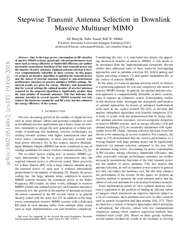 (PDF) Stepwise Transmit Antenna Selection in Downlink Massive Multiuser ...