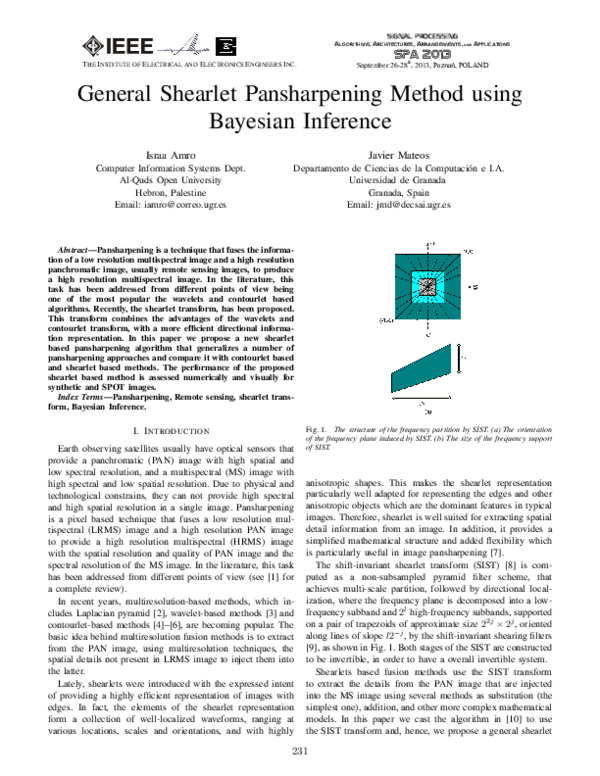 (PDF) General shearlet pansharpening method using Bayesian inference