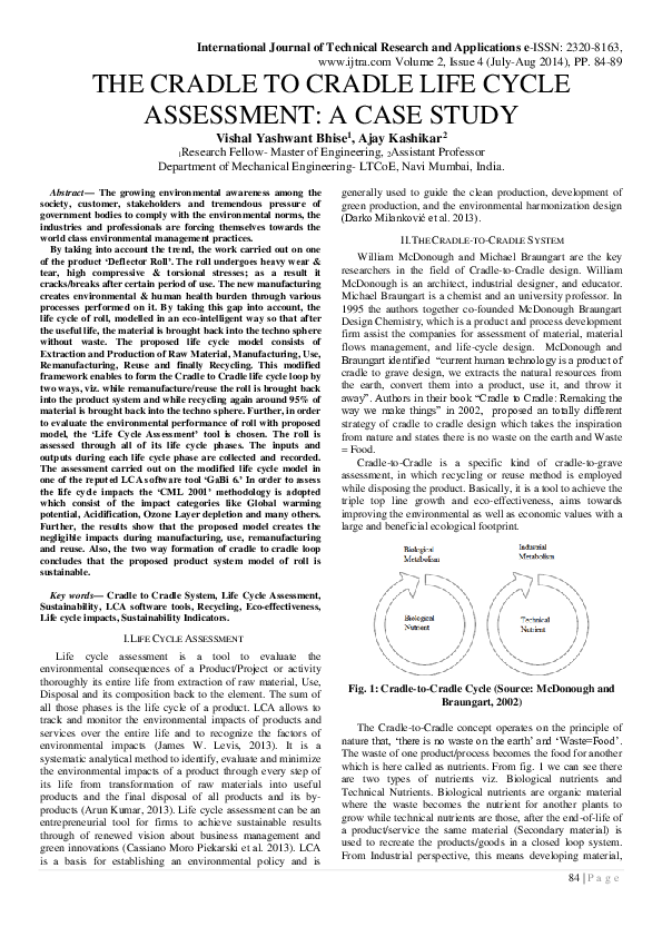 (PDF) The Cradle to Cradle Life Cycle Assessment A Case Study Ajay