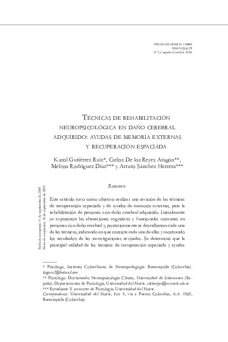 (PDF) Neuropsychological rehabilitation techniques in acquired brain ...