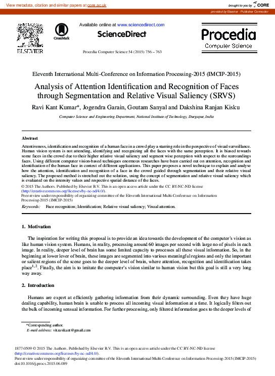 (PDF) Analysis of Attention Identification and Recognition of Faces ...