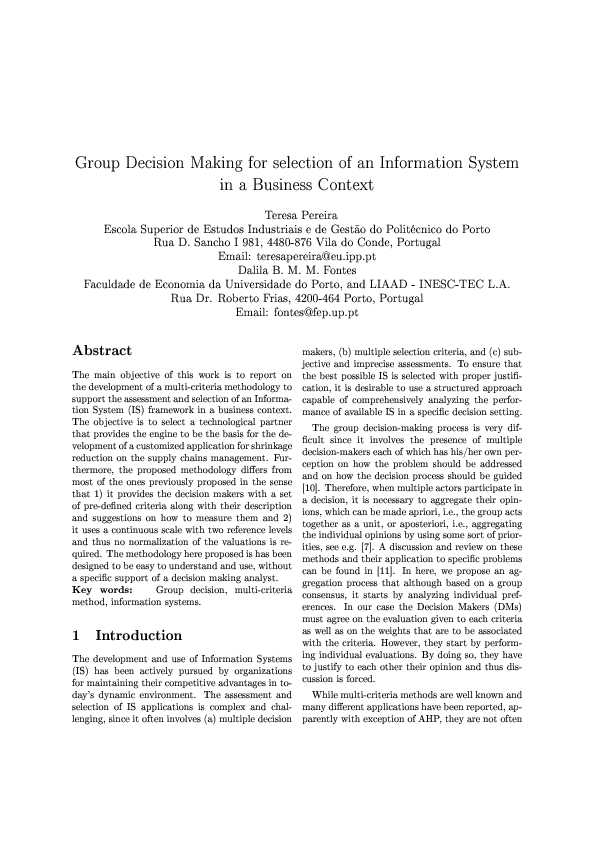 (PDF) Group decision making for selection of an information system in a ...