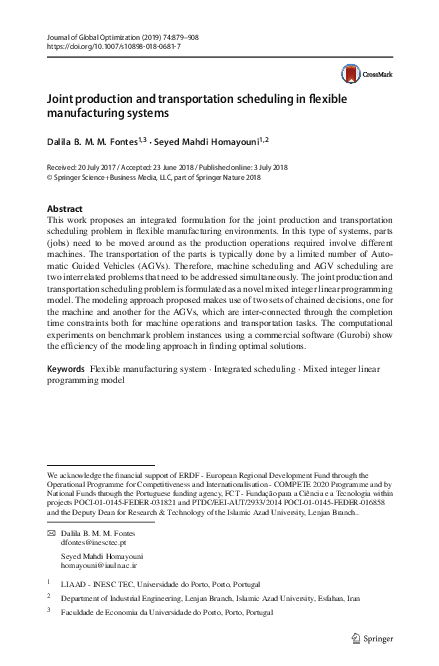 (PDF) Joint production and transportation scheduling in flexible ...