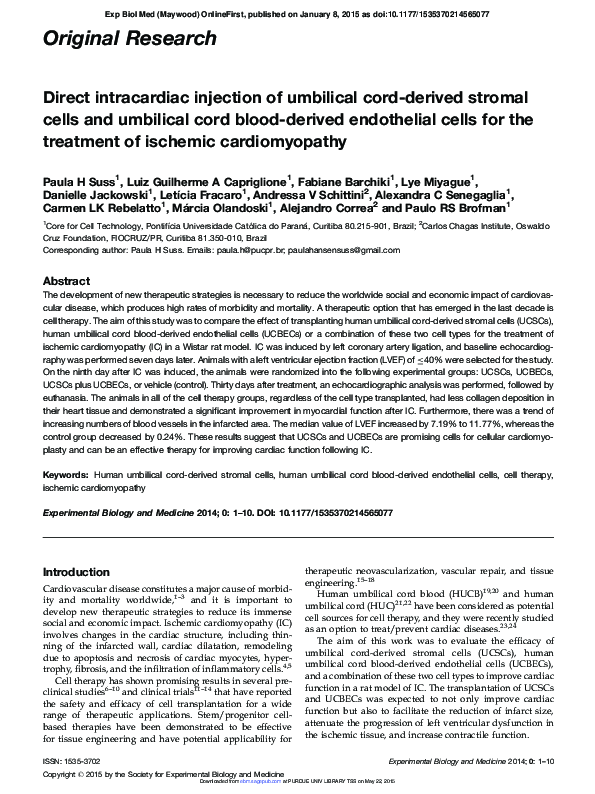 (PDF) Direct intracardiac injection of umbilical cord-derived stromal ...